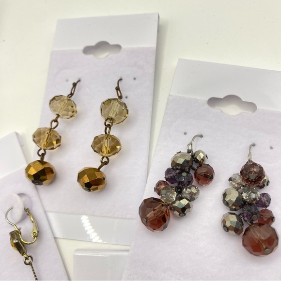 Glass Pierced Sparkly Earrings Bundle of Seven Long Pairs - Picture 6 of 10